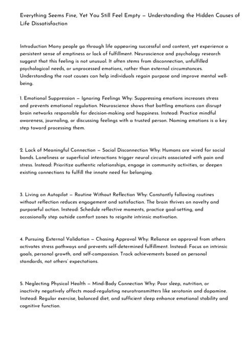 Thumbnail for Everything Seems Fine,Yet You Still Feel Empty Understanding the Hidden Causes of Life Dissatisfaction