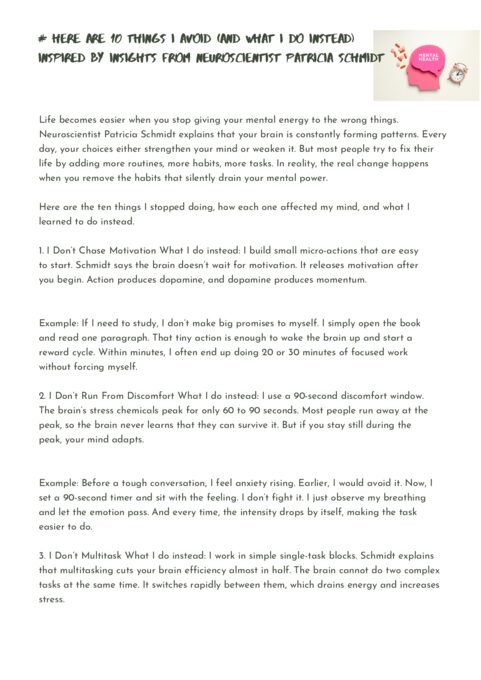 Thumbnail for Here Are 10 Things I Don’t Do (& What I Do Instead) Backed by A Neuroscientists
