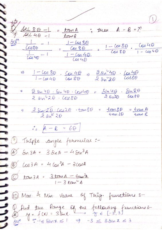 Thumbnail for Advanced Trigonometric Formulae Study Notes