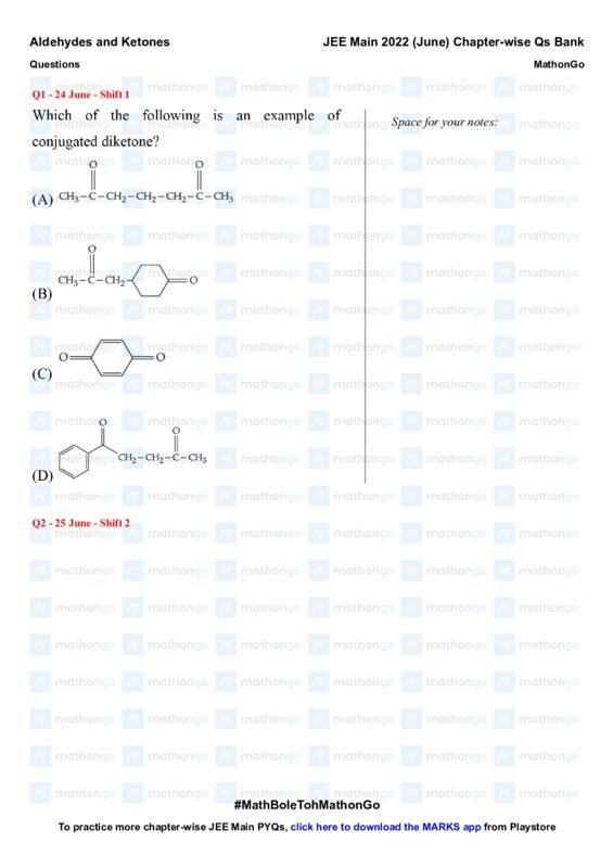 Thumbnail for Aldehydes and Ketones - JEE Main 2022 Questions