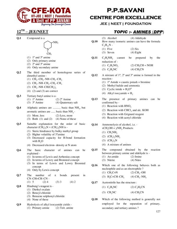 Thumbnail for Amines Study Notes and DPP