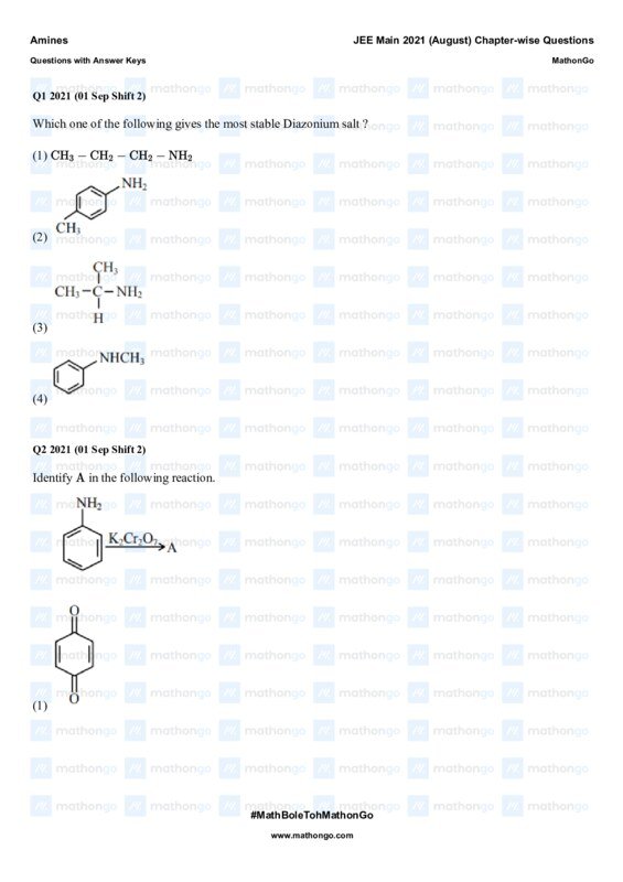 Thumbnail for Amines Study Notes for JEE Main 2021