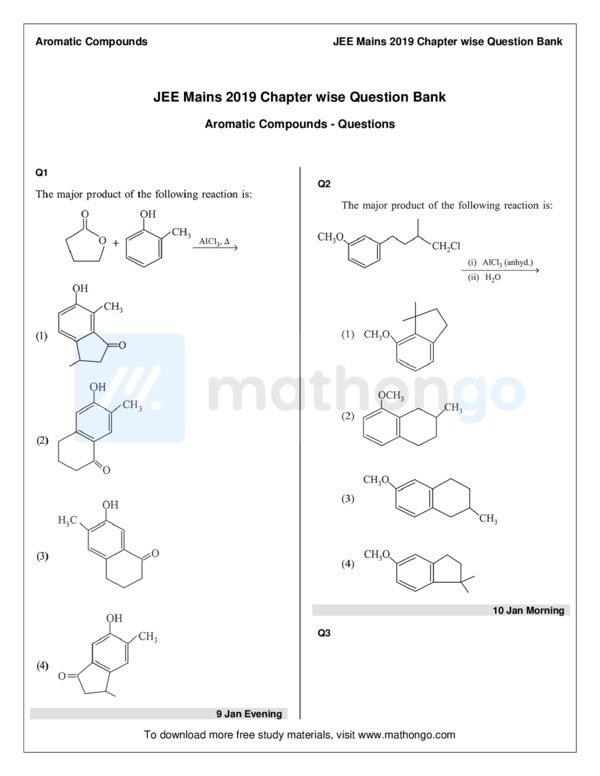 Thumbnail for Aromatic Compounds Study Notes for JEE Main 2019