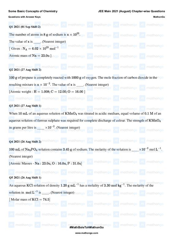 Thumbnail for Basic Concepts of Chemistry for JEE Main 2021