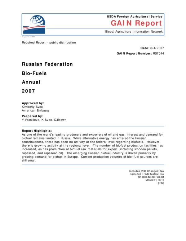 Thumbnail for Biofuel Annual Report 2007 - CGAINSrvrdataRS7044