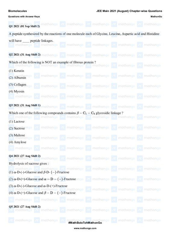 Thumbnail for Biomolecules Study Notes for JEE Main 2021