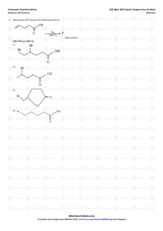 Thumbnail for Carboxylic Acid Derivatives - JEE Main April 2023