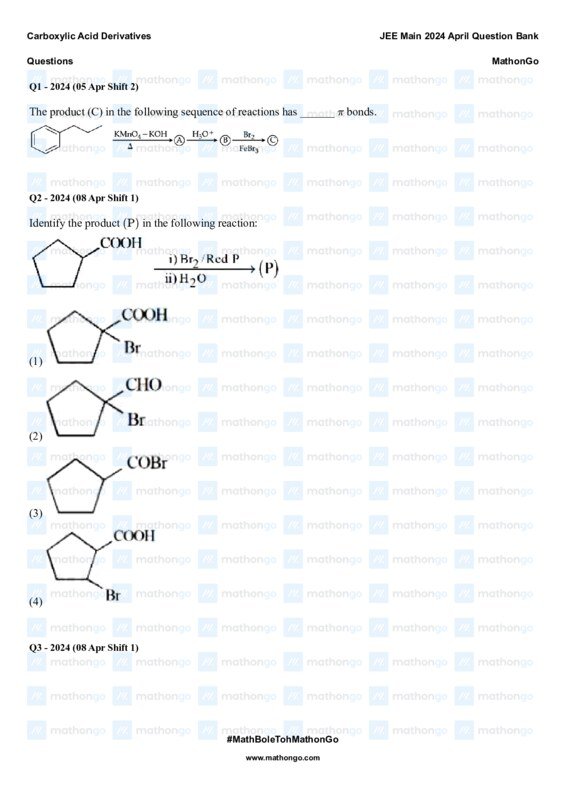 Thumbnail for Carboxylic Acid Derivatives Question Bank for JEE Main 2024