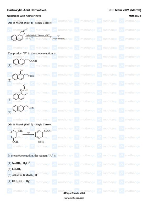 Thumbnail for Carboxylic Acid Derivatives Study Notes - JEE Main 2021