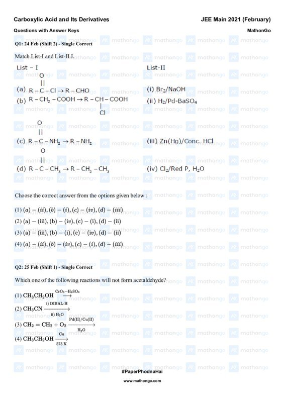 Thumbnail for Carboxylic Acids and Their Derivatives: JEE Main Study Notes