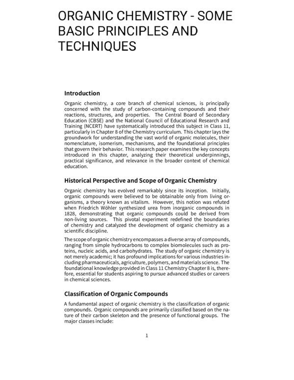 Thumbnail for CBSE Class 11 Chemistry Chapter 8: Organic Chemistry - Some Basic Principles and Techniques Concise Notes