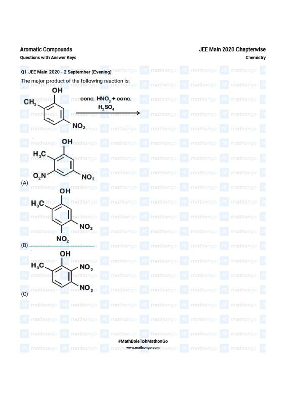 Thumbnail for Chapterwise Question Bank for Aromatic Compounds - JEE Main 2020