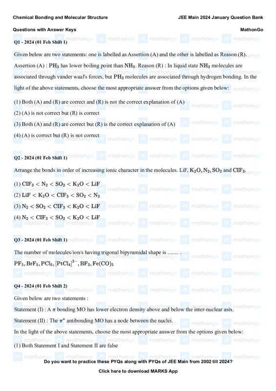 Thumbnail for Chemical Bonding and Molecular Structure - JEE Main 2024 January