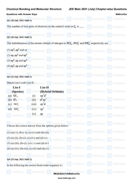 Thumbnail for Chemical Bonding and Molecular Structure Study Notes for JEE Main 2021