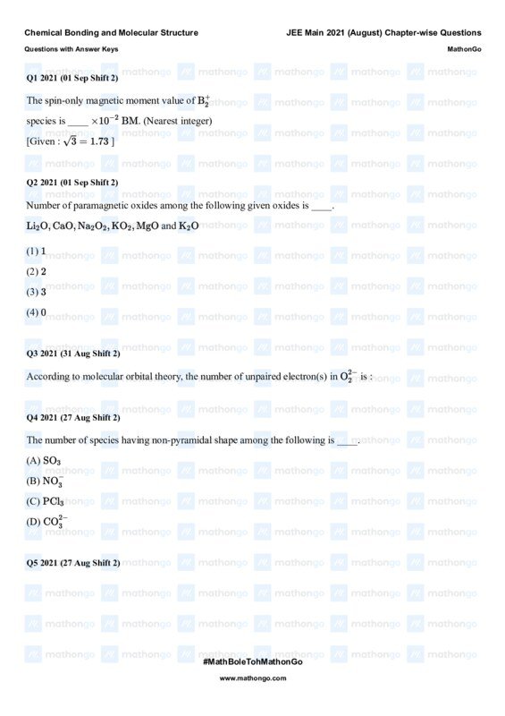 Thumbnail for Chemical Bonding and Molecular Structure Study Notes for JEE Main 2021