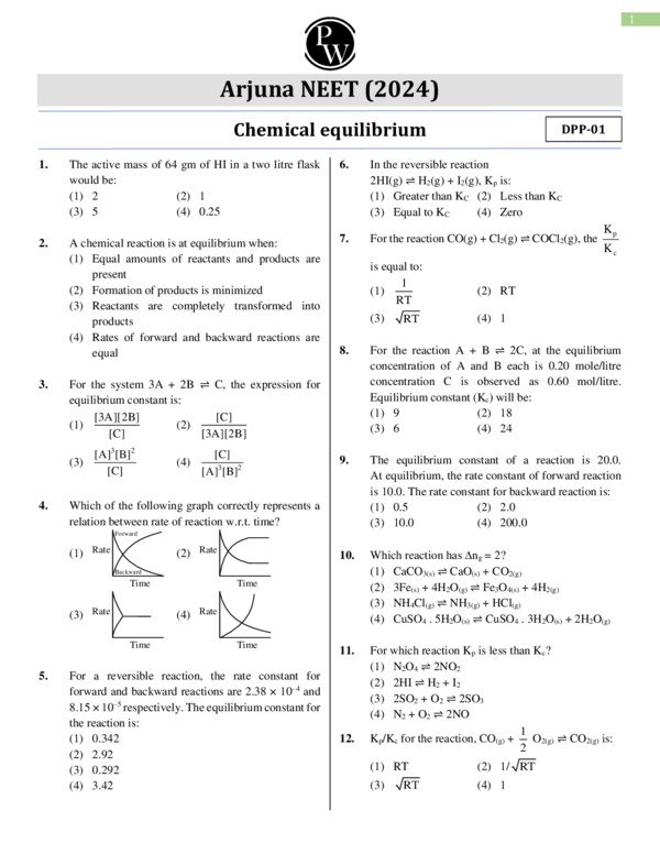 Thumbnail for Chemical Equilibrium DPP-01 of Lecture 02 - Arjuna NEET 2024