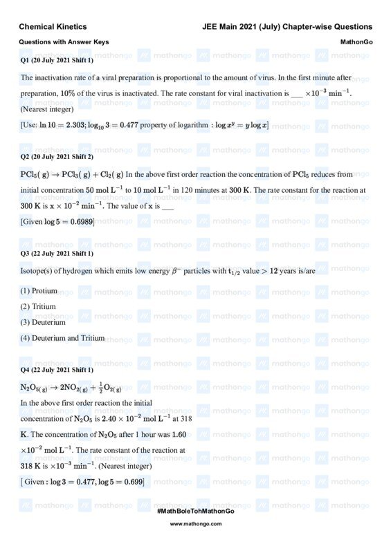 Thumbnail for Chemical Kinetics Study Notes for JEE Main 2021