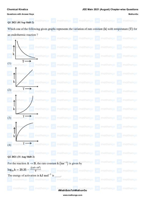Thumbnail for Chemical Kinetics Study Notes for JEE Main 2021