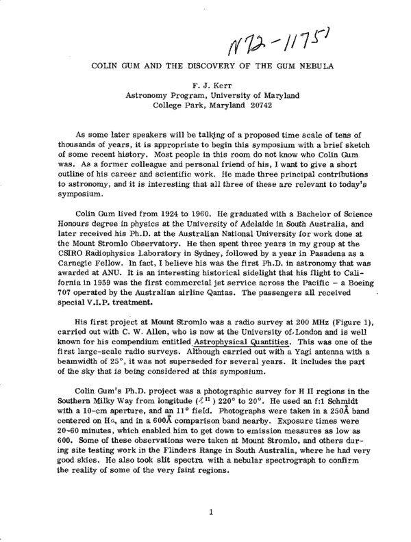 Thumbnail for Colin Gum and His Discovery of the Gum Nebula