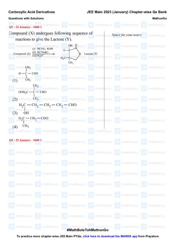 Thumbnail for Comprehensive Study Notes on Carboxylic Acid Derivatives for JEE Main 2023