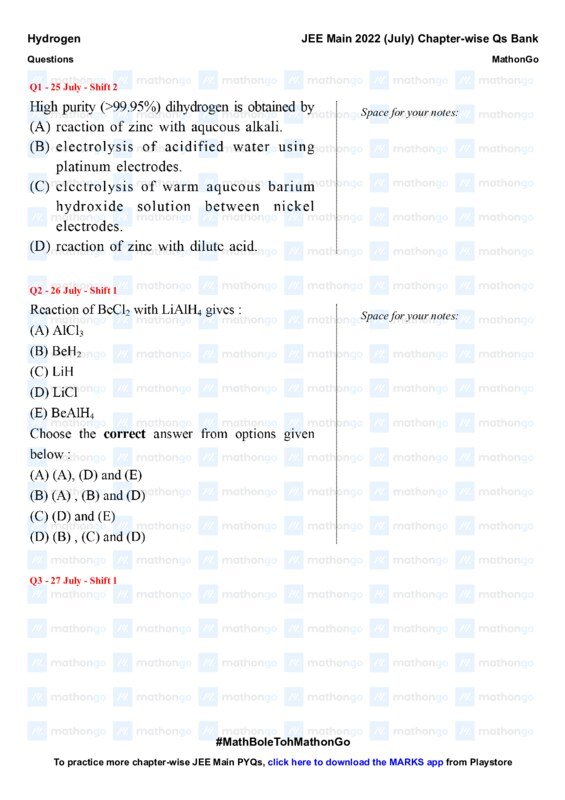 Thumbnail for Comprehensive Study Notes on Hydrogen