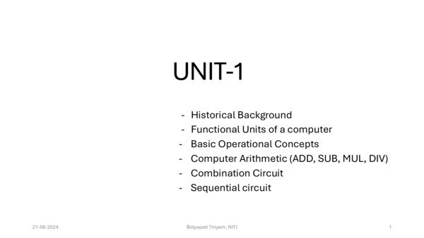 Thumbnail for Computer Organisation & Architecture Notes-1A