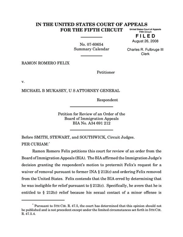 Thumbnail for Court Determination Pursuant to 5THCIR R. 47.5