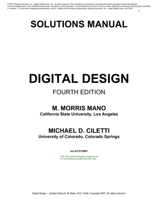 Thumbnail for Digital Design 4th Edition - Morris Mano Solution Book