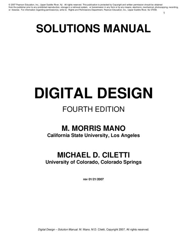 Thumbnail for Digital Logic Design Solutions Manual - 4th Edition