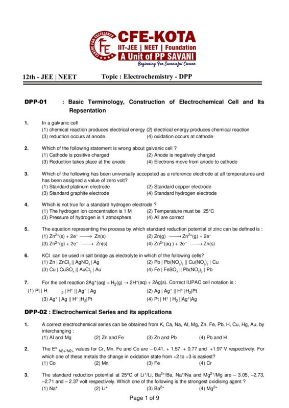 Thumbnail for Electrochemistry Detailed Study Notes