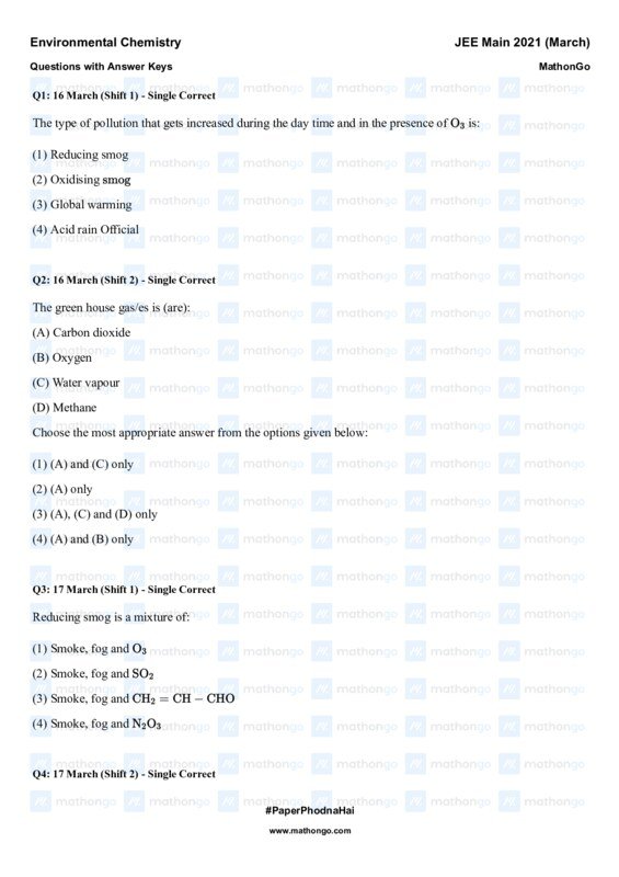 Thumbnail for Environmental Chemistry JEE Main 2021 March Chapterwise Study Notes