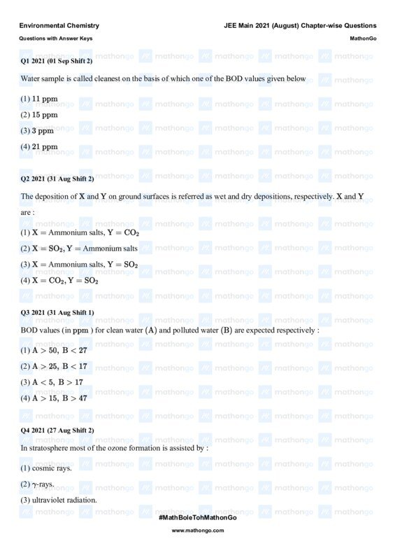 Thumbnail for Environmental Chemistry Study Notes for JEE Main 2021