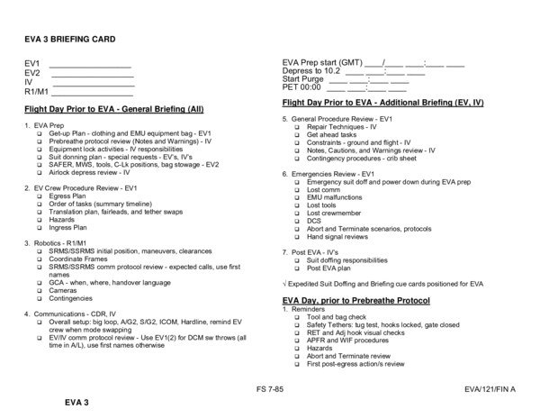 Thumbnail for EVA 3 Briefing Card Overview