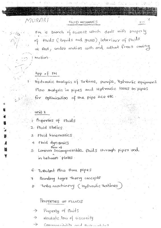 Thumbnail for Fluid Mechanics Class Notes from GateXplore