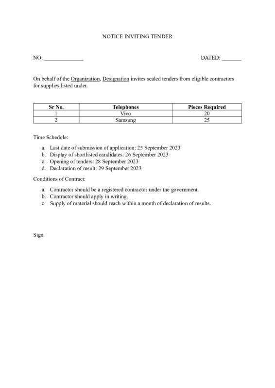 How to design a Tender ?