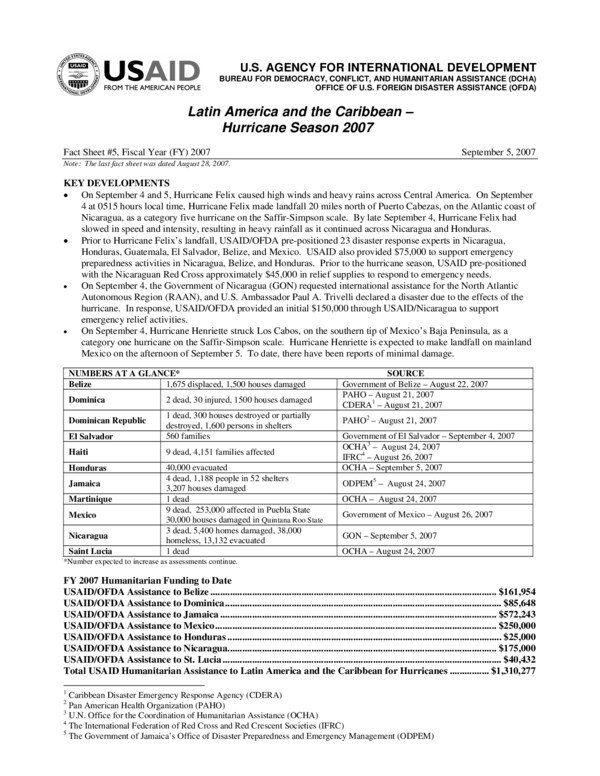 Thumbnail for Hurricane Season 2007 in Latin America and the Caribbean