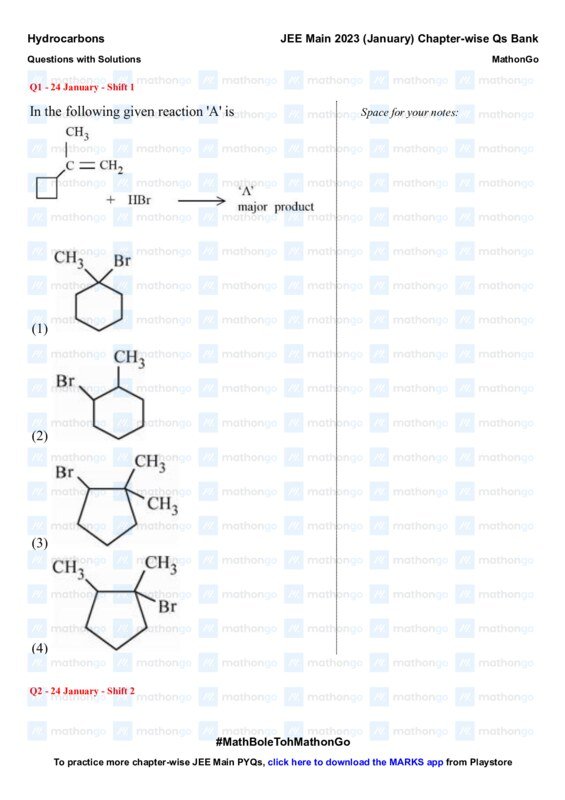 Thumbnail for Hydrocarbons Study Notes for JEE Main 2023