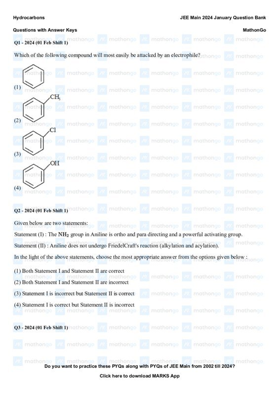 Thumbnail for Hydrocarbons Study Notes for JEE Main 2024