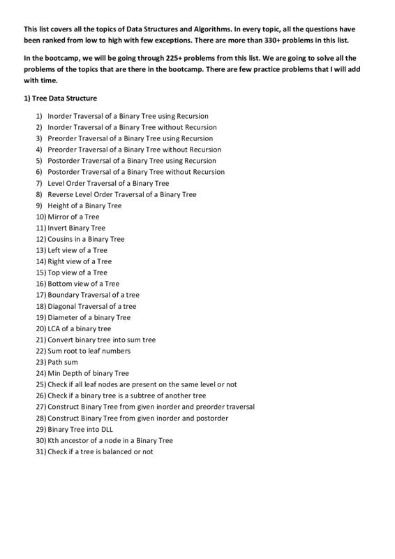 Thumbnail for Important Data Structures and Algorithms Problem List
