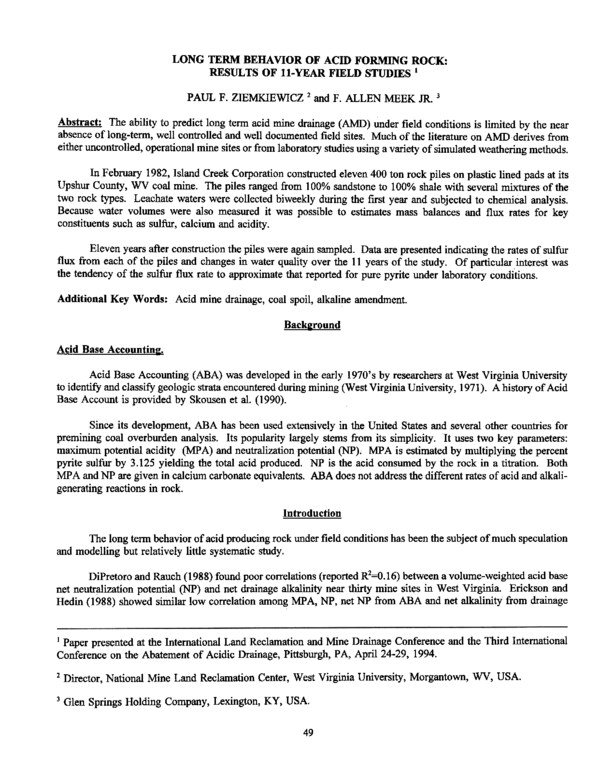 Thumbnail for International Land Reclamation and Mine Drainage Conference