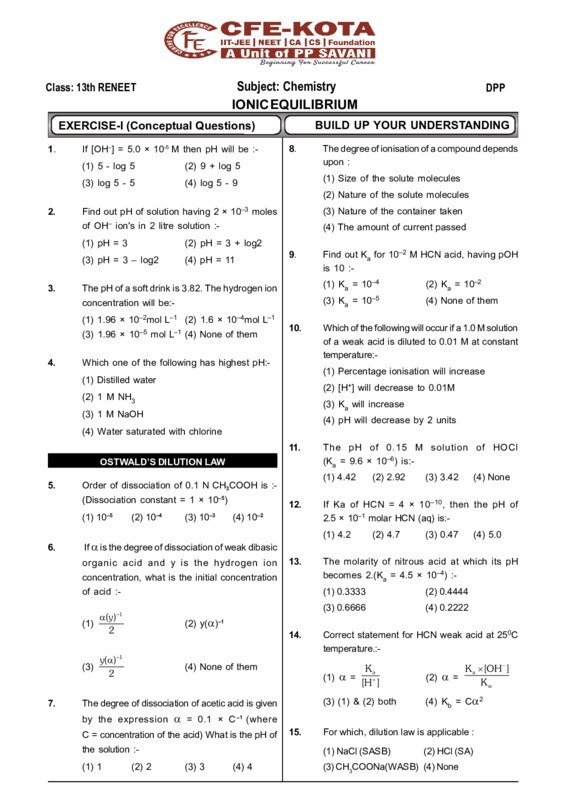 Thumbnail for Ionic Equilibrium Study Notes