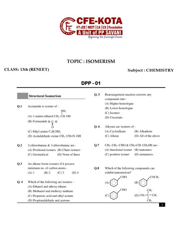 Thumbnail for Isomerism Study Notes and DPP