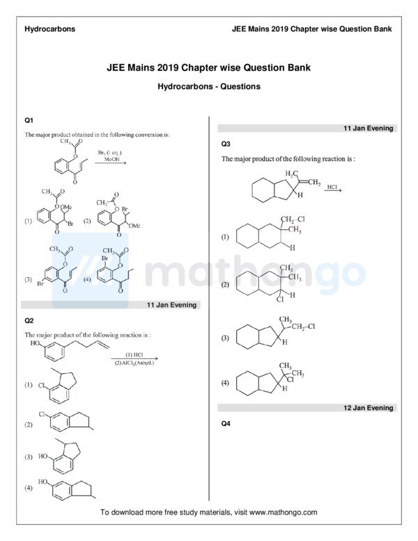 Thumbnail for JEE Main 2019 Chemistry Study Notes on Hydrocarbons