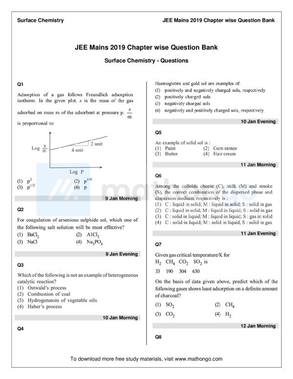 Thumbnail for JEE Main 2019 Study Notes on Surface Chemistry