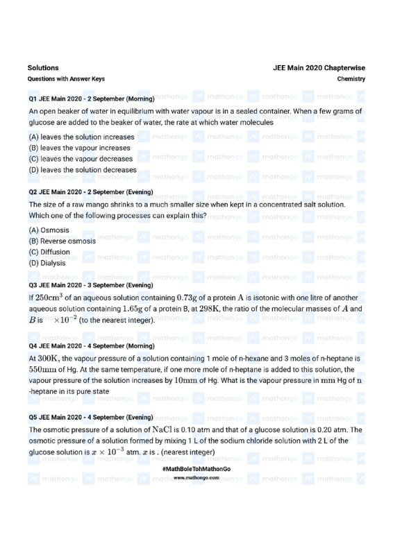 Thumbnail for JEE Main 2020 Chapterwise Question Bank - Mathematics Solutions