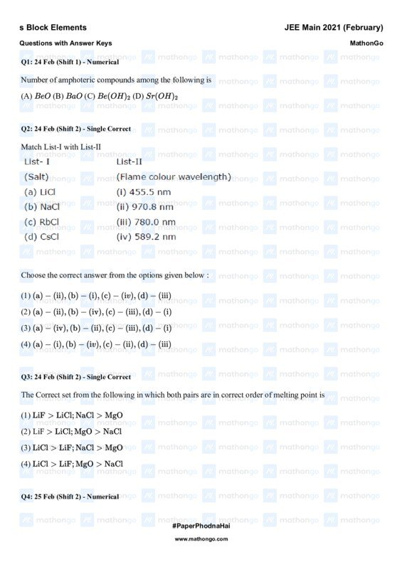 Thumbnail for JEE Main 2021 February Chapterwise Study Notes on Block Elements