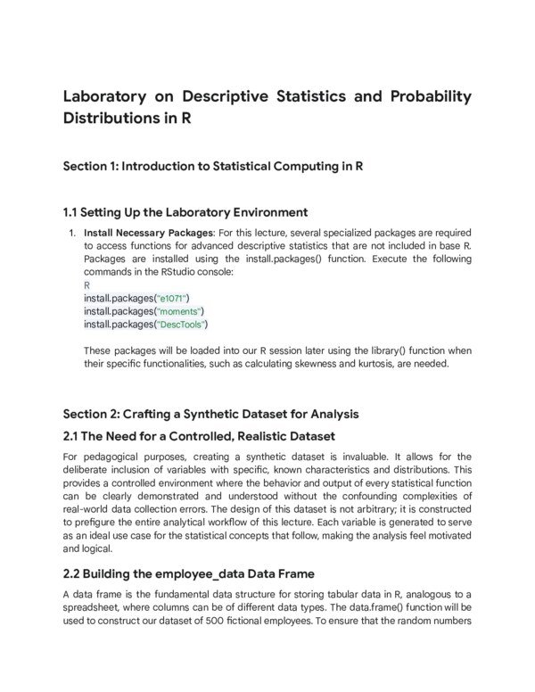 Thumbnail for Laboratory Exercise: Laboratory on Descriptive Statistics and Probability Distributions in R