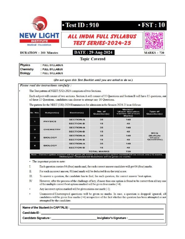 Thumbnail for NEET Chemistry Test 16 - Full Syllabus Review