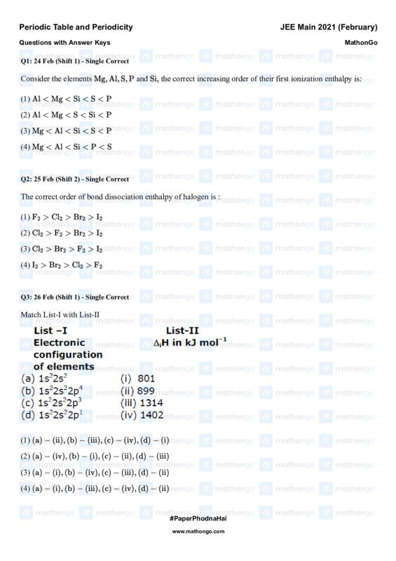 Thumbnail for Periodic Table and Periodicity Study Notes for JEE Main 2021
