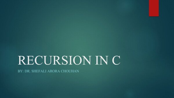 Thumbnail for Recursion in C Language